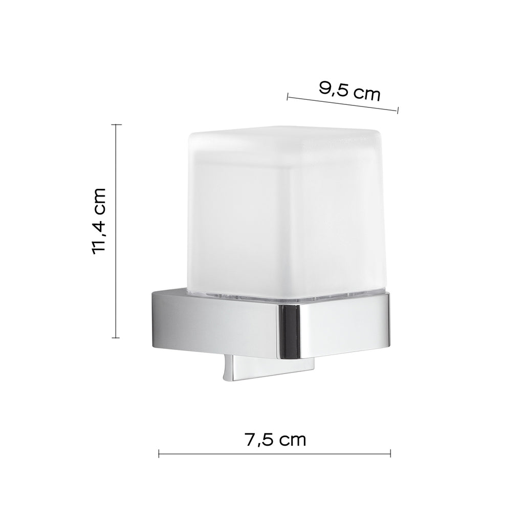 Distributore di sapone quadrato di Gedy modello Giava da 150 ml in vetro e Cromall - Cromato