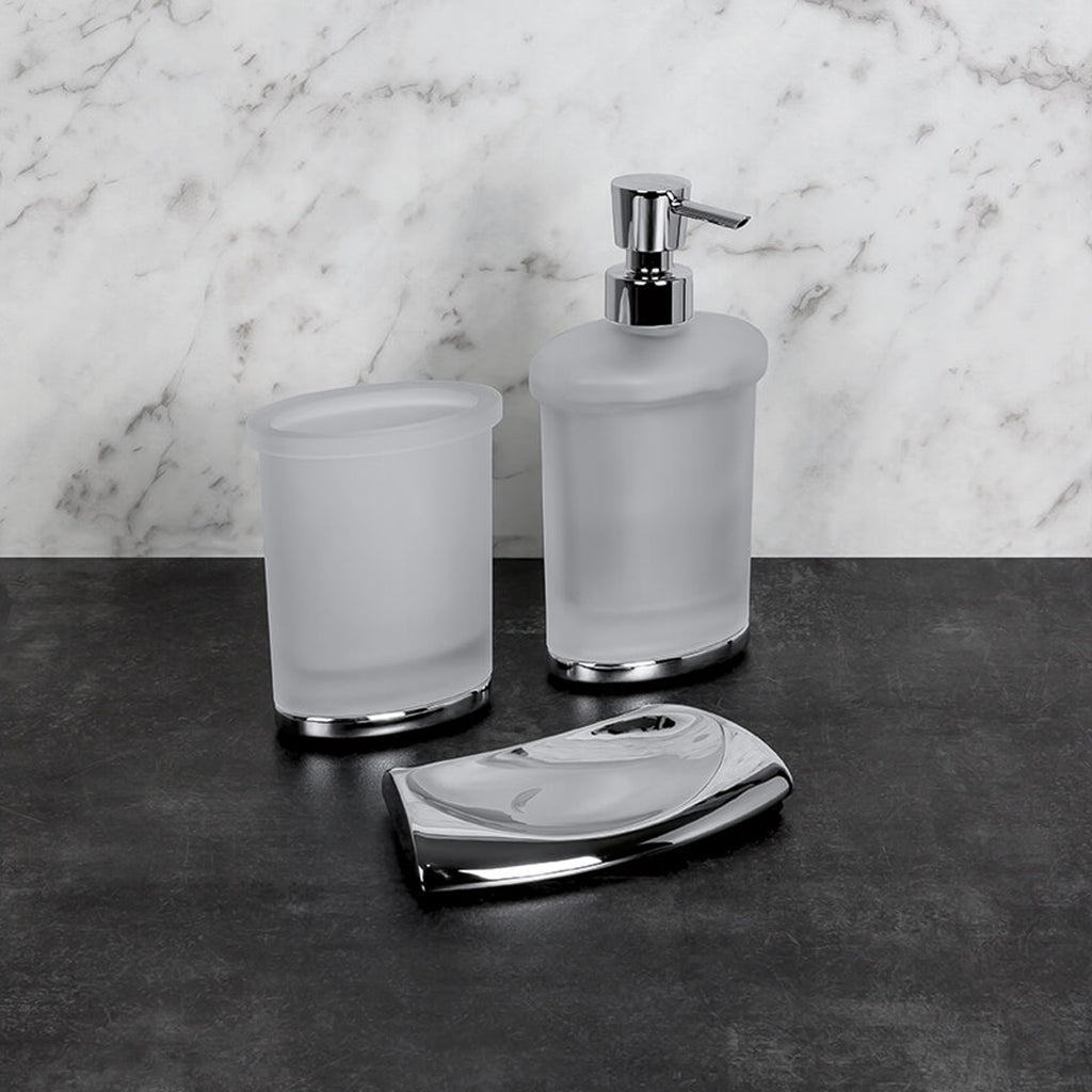 Porta sapone d'appoggio cromato collezione Land di Colombo Design