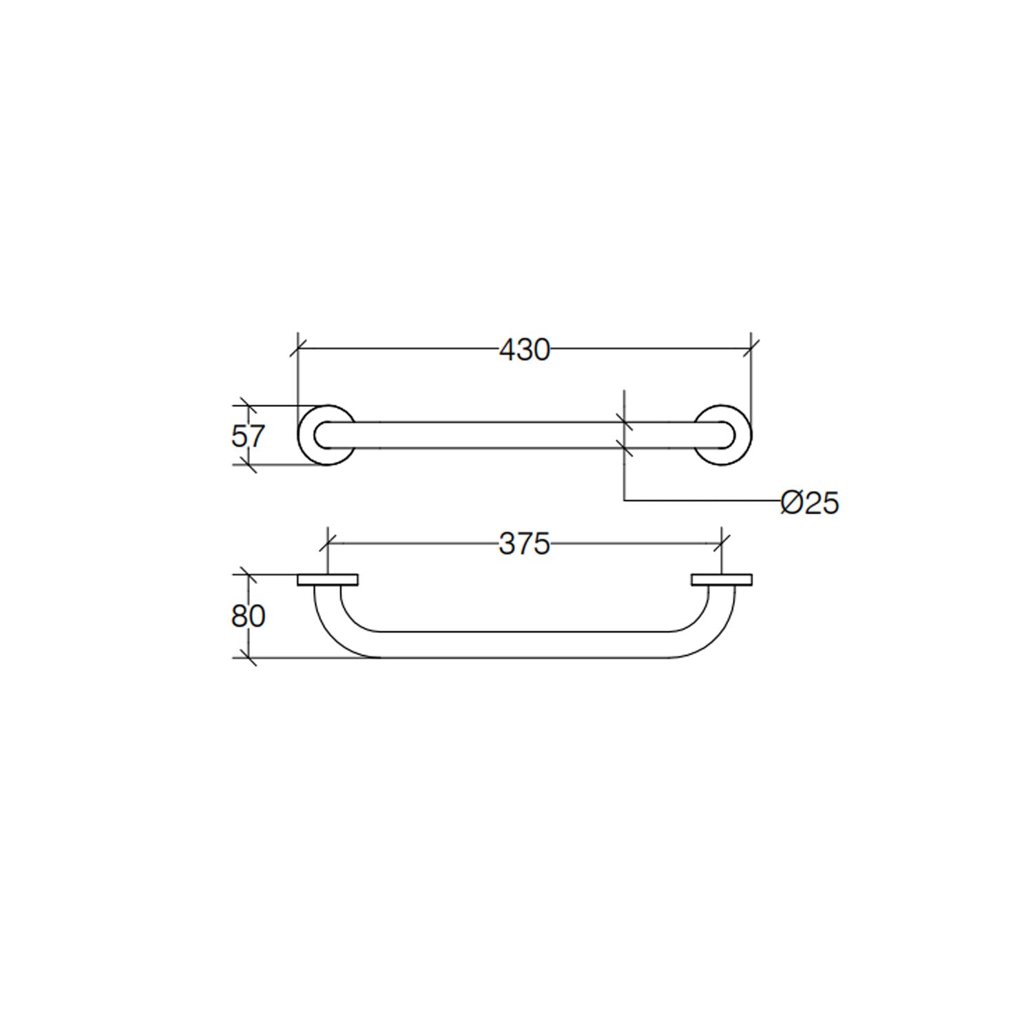 Maniglione di sicurezza a barra in ottone cromato collezione Othello di Lineabeta