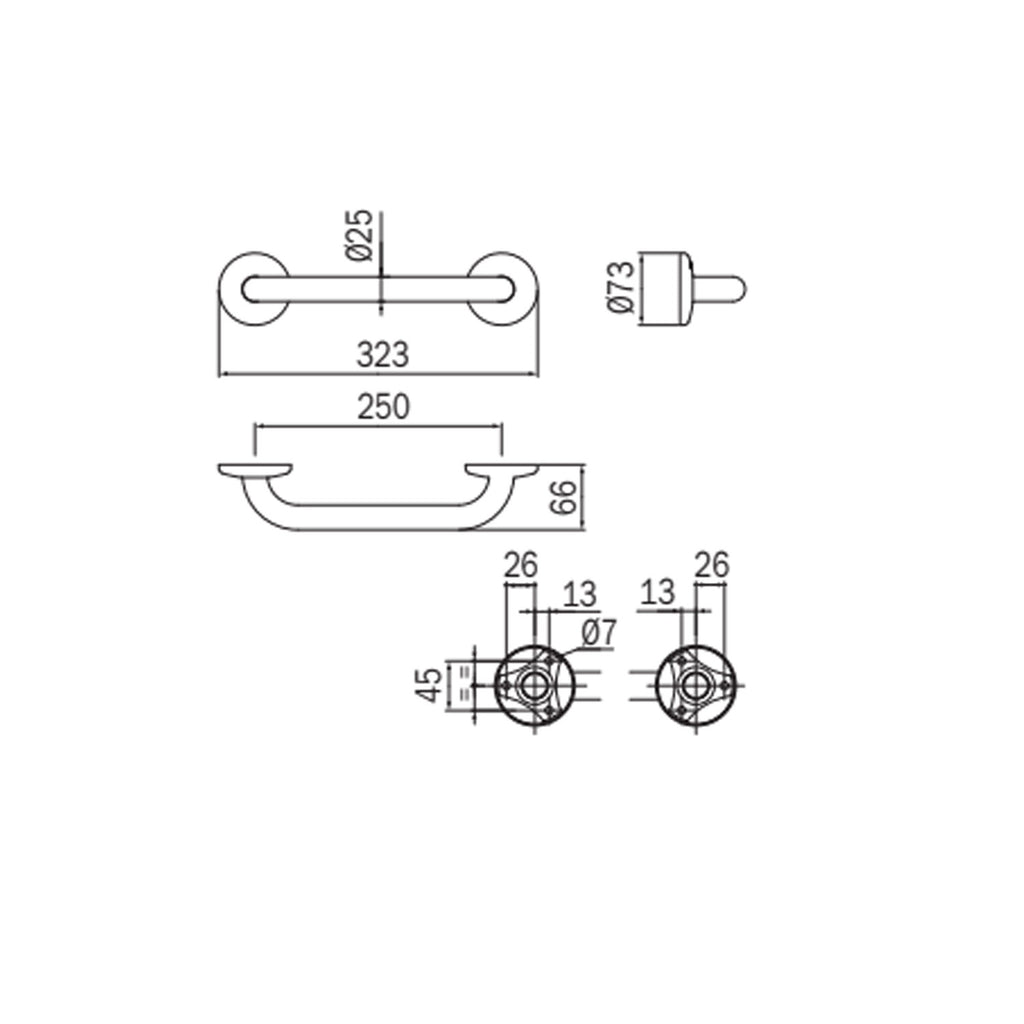 Maniglione di sicurezza in ottone cromato collezione Othello di Lineabeta portata max 150kg