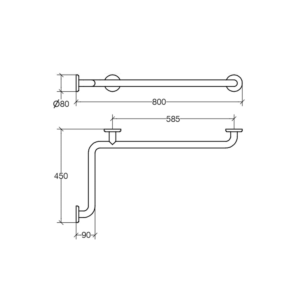 Maniglione di sicurezza in acciaio inox lucido collezione Othello di Lineabeta - 800x 450 mm