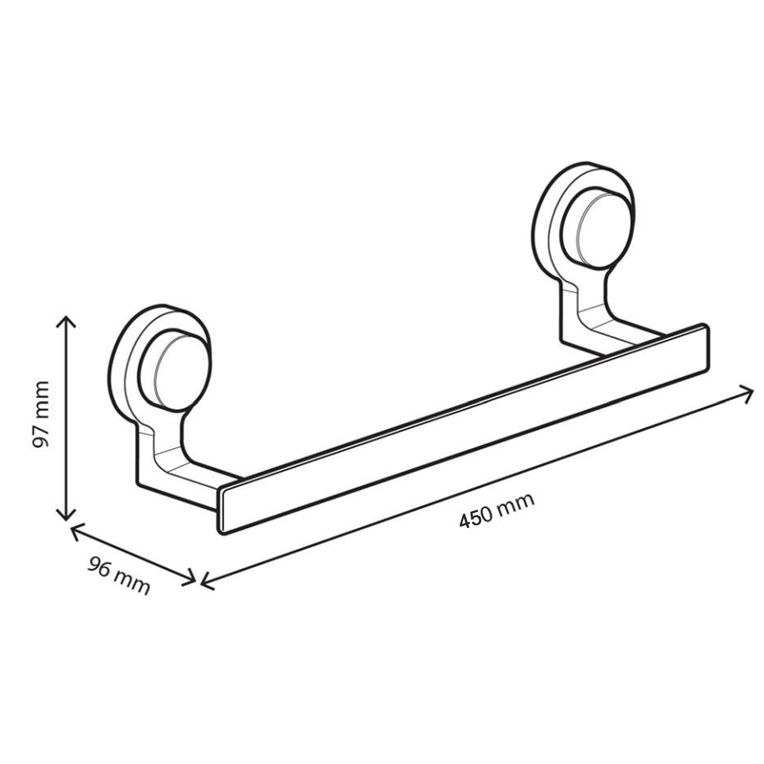 Portasalviette Koemo serie Kissy con asta quadrata 45 cm - Nero Opaco
