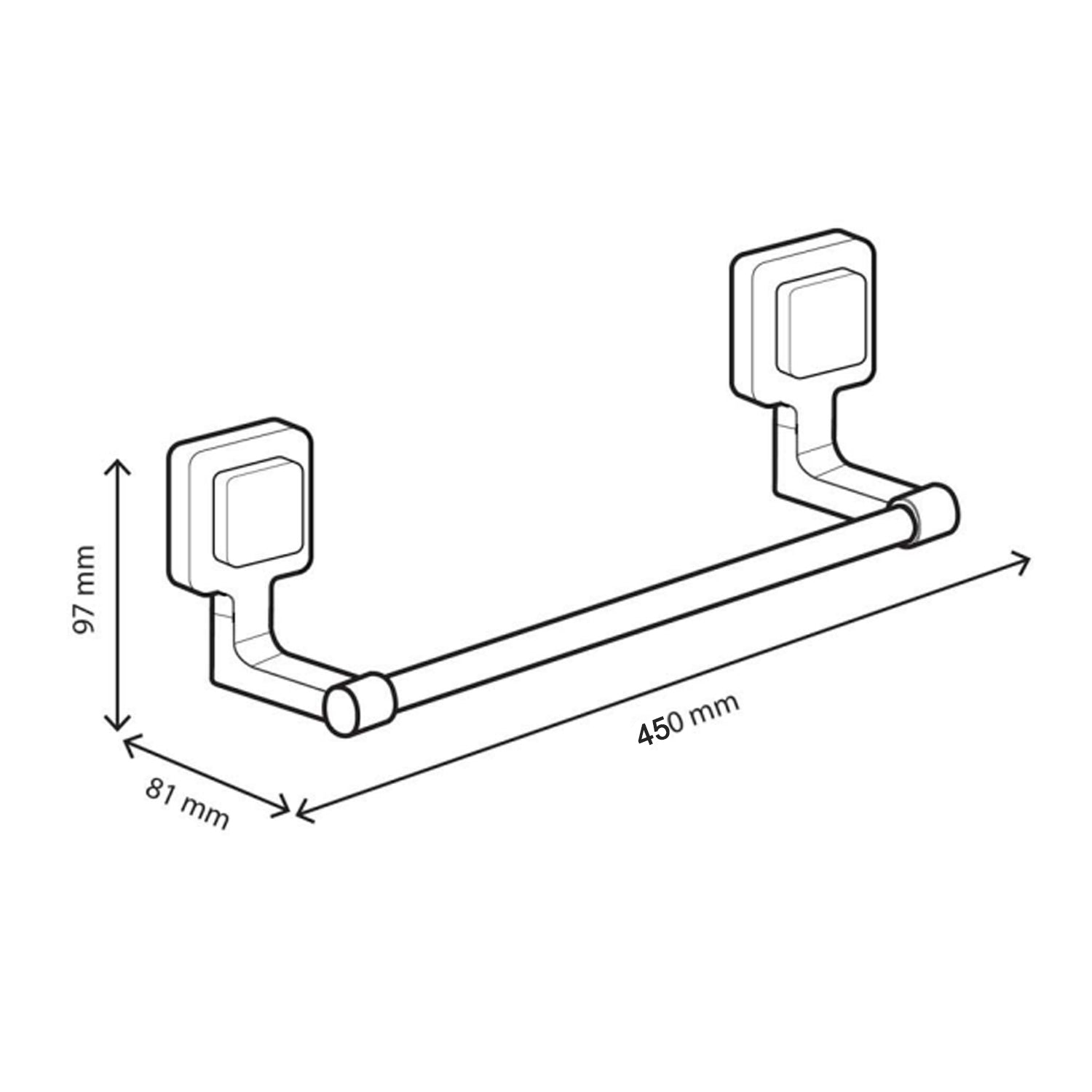 Portasalviette Koemo serie Kara con asta tonda 45 cm - Cromo