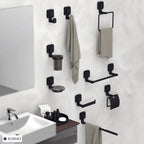 Portasalviette Koemo serie Kara con asta tonda 45 cm - Nero