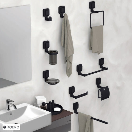 Portasalviette Koemo serie Kara con asta quadrata 45 cm - Cromo