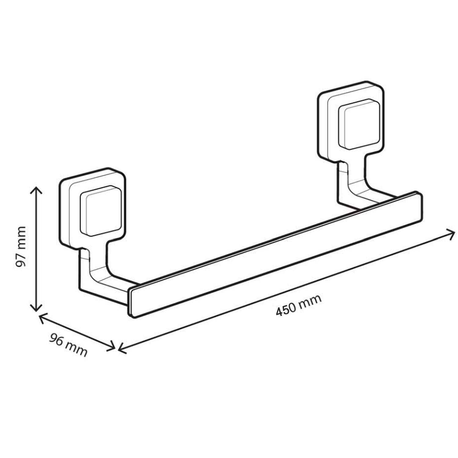 Portasalviette Koemo serie Kara con asta quadrata 45 cm - Nero