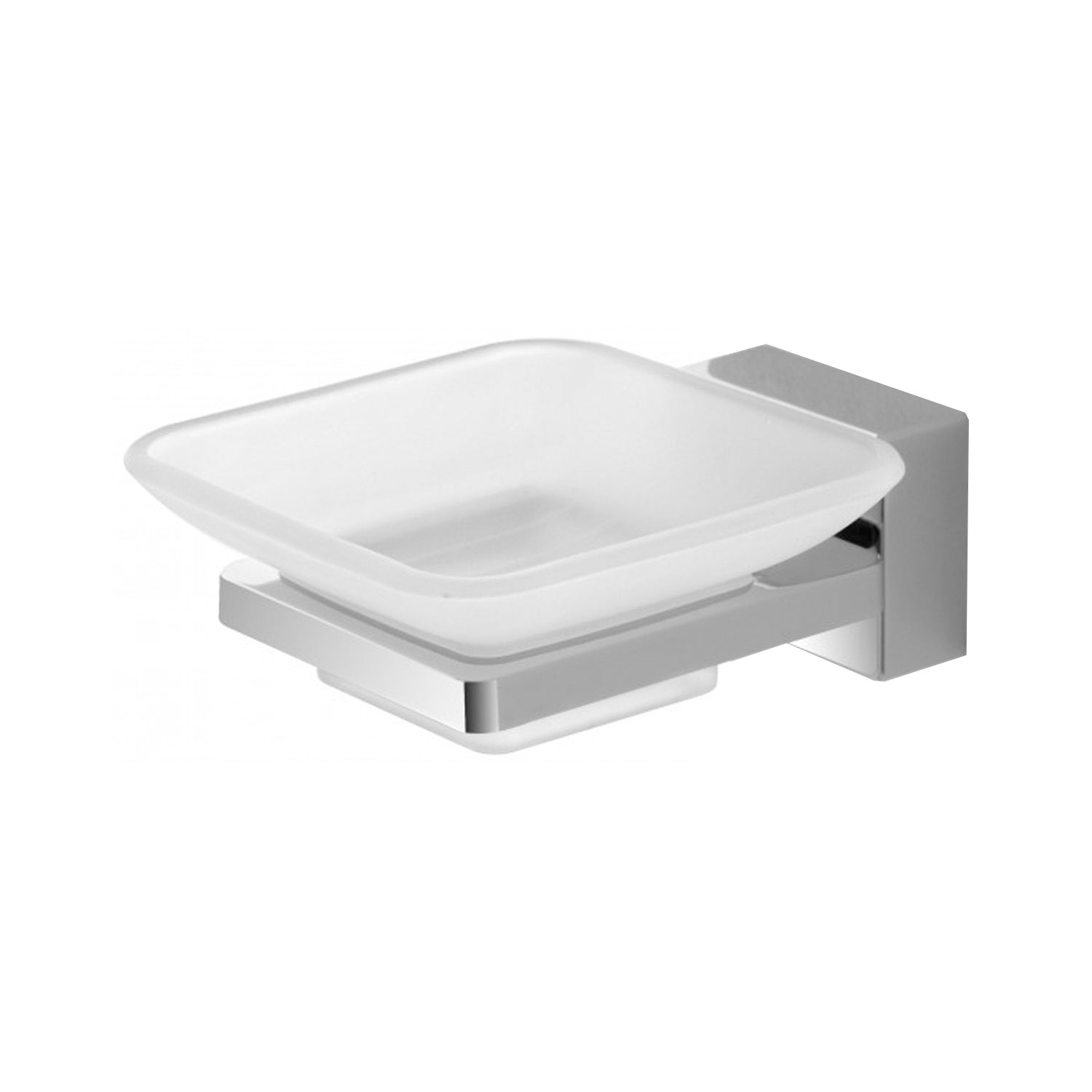 Porta sapone in vetro satinato e acciaio cromato serie Smooth fissaggio con viti o adesivo