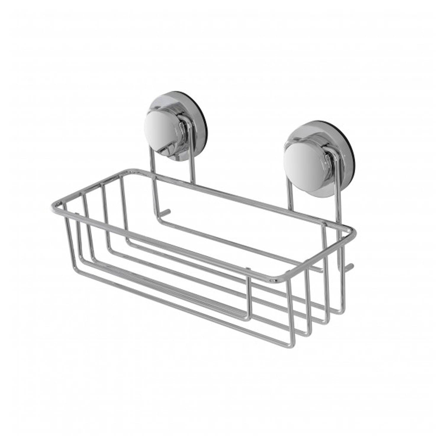 Mensola rettangolare doccia in acciaio cromato serie Naiki fissaggio a ventosa
