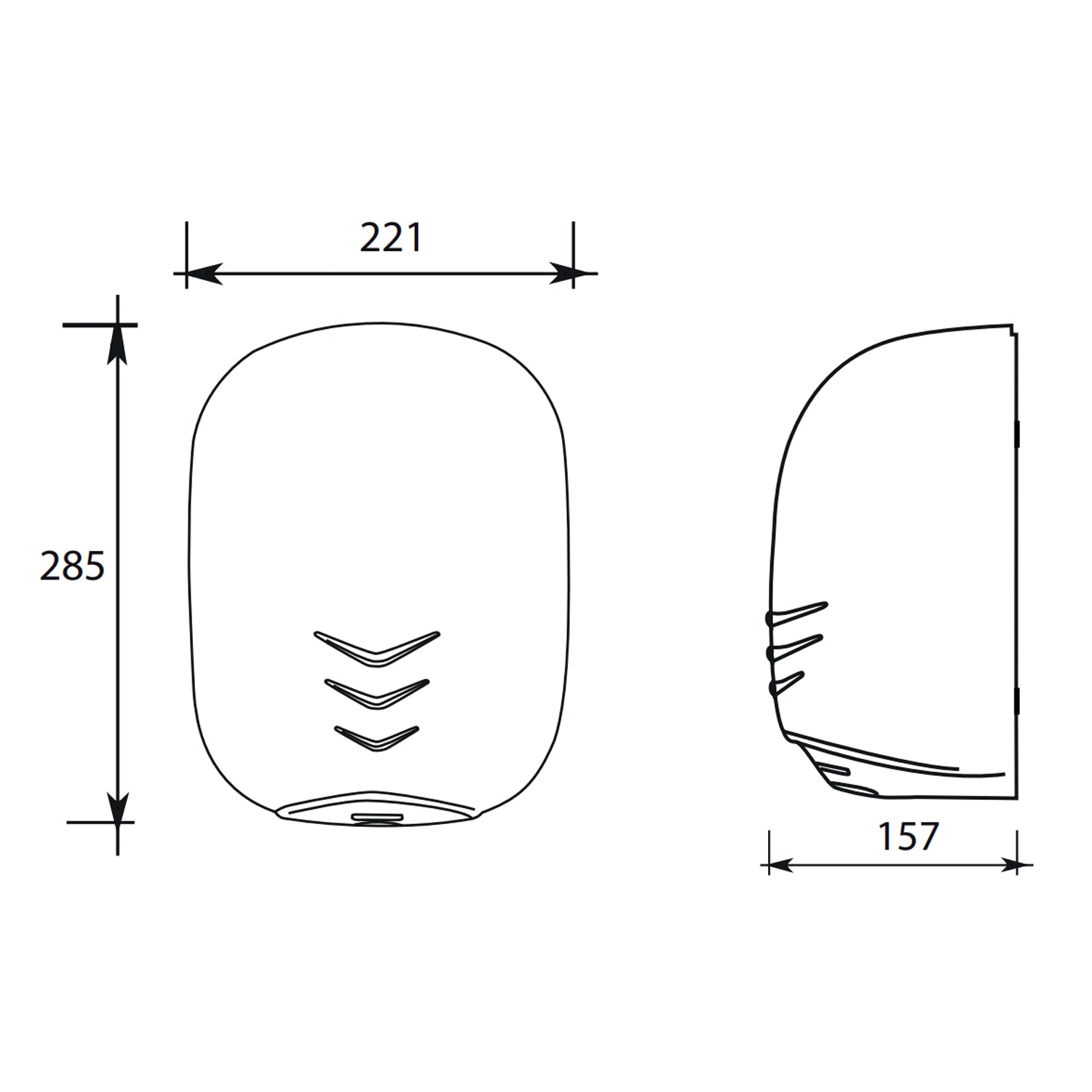 Asciugamani elettrico Eco-Jet modello Stream Dry UV di Vama da 1100W in polipropilene - Bianco