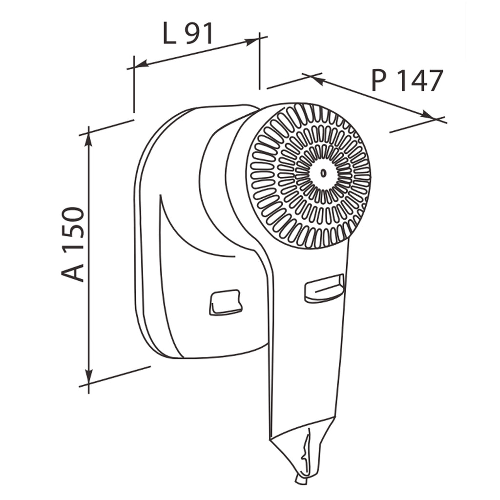 Asciugacapelli a muro in ABS con 2 velocitÃ  max. 1200W di Vama - Bianco