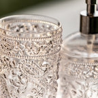 Set Accessori Bagno CipÃ¬ collezione Paisley in Pet decorato a rilievo trasparente