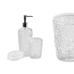 Set Accessori Bagno CipÃ¬ collezione Paisley in Pet decorato a rilievo trasparente