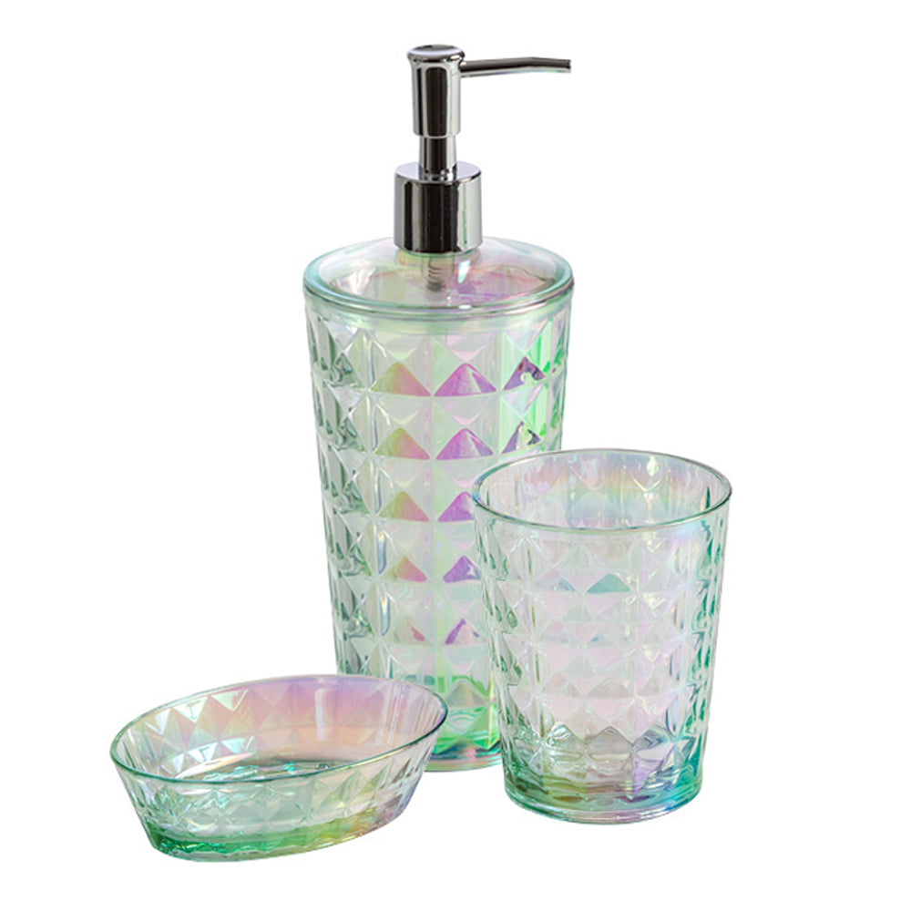 Set Accessori Bagno CipÃ¬ collezione Iride in Pet decorato iridescente