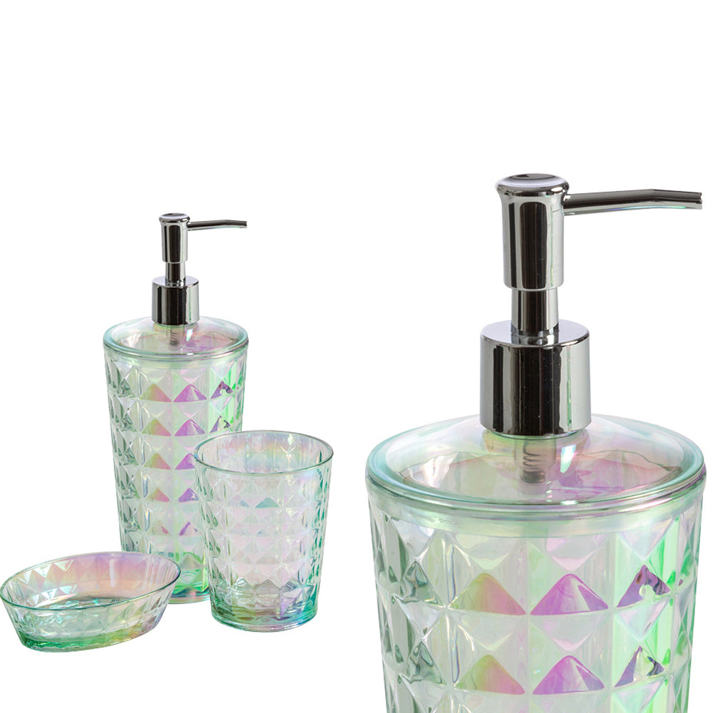 Set Accessori Bagno CipÃ¬ collezione Iride in Pet decorato iridescente