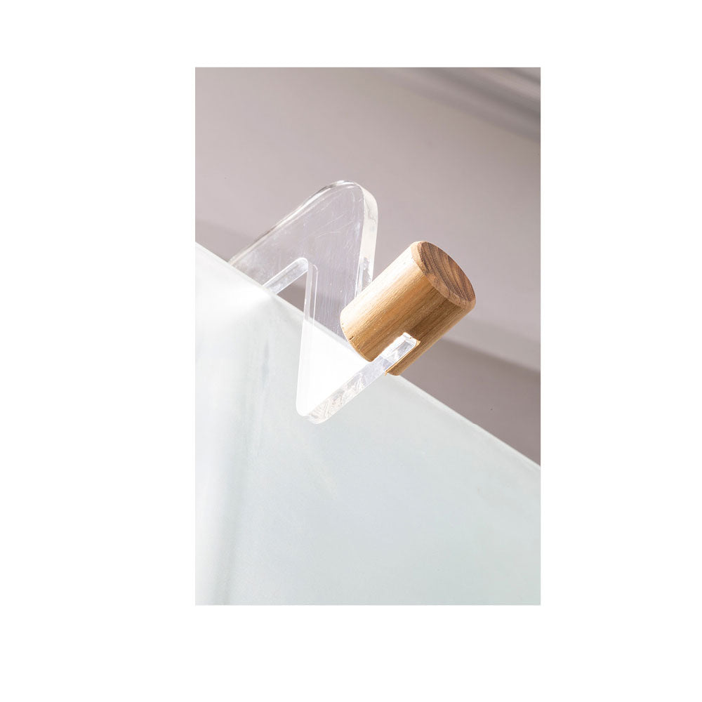 Porta oggetti 'Panarea' con doppio gancio esterno e vaschetta interna in Teak e Plexiglass per parete doccia by Cipi 27