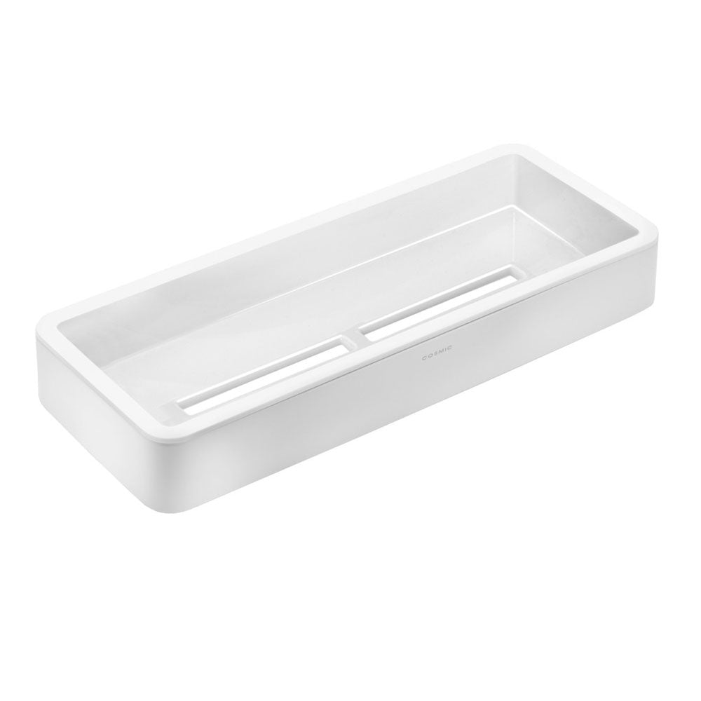 Porta sapone doccia a muro in ottone e plastica della collezione 'Black & White' by Cosmic - Bianco satinato