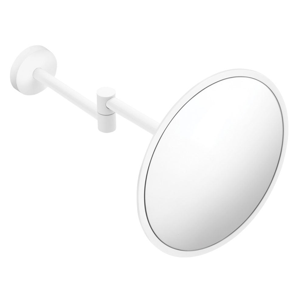 Specchio ingranditore a muro in ottone e plastica della collezione 'Black & White' by Cosmic - Bianco satinato