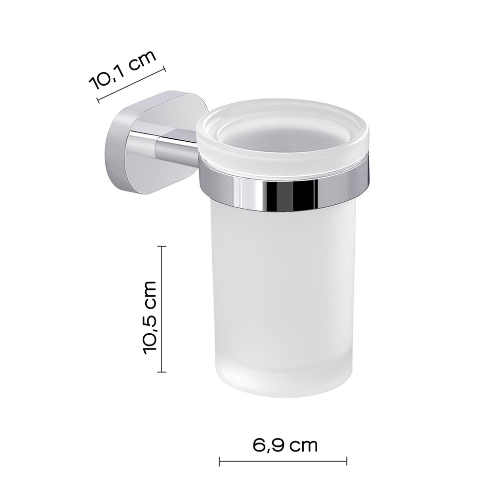 Portaspazzolini a parete Gedy Bernina in vetro e acciaio cromato