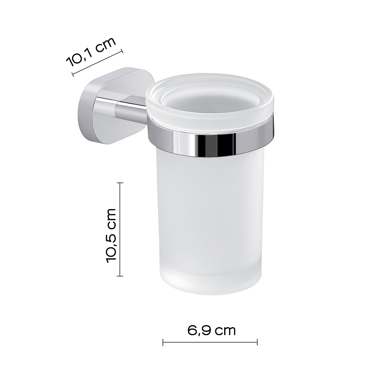 Portaspazzolini a parete Gedy Bernina in vetro e acciaio cromato