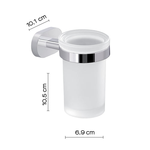 Portaspazzolini a parete Gedy Bernina in vetro e acciaio cromato