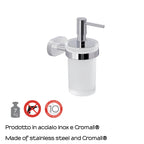 Dosasapone a parete Gedy Bernina vetro e acciaio inox. Erogatore in plastica cromata