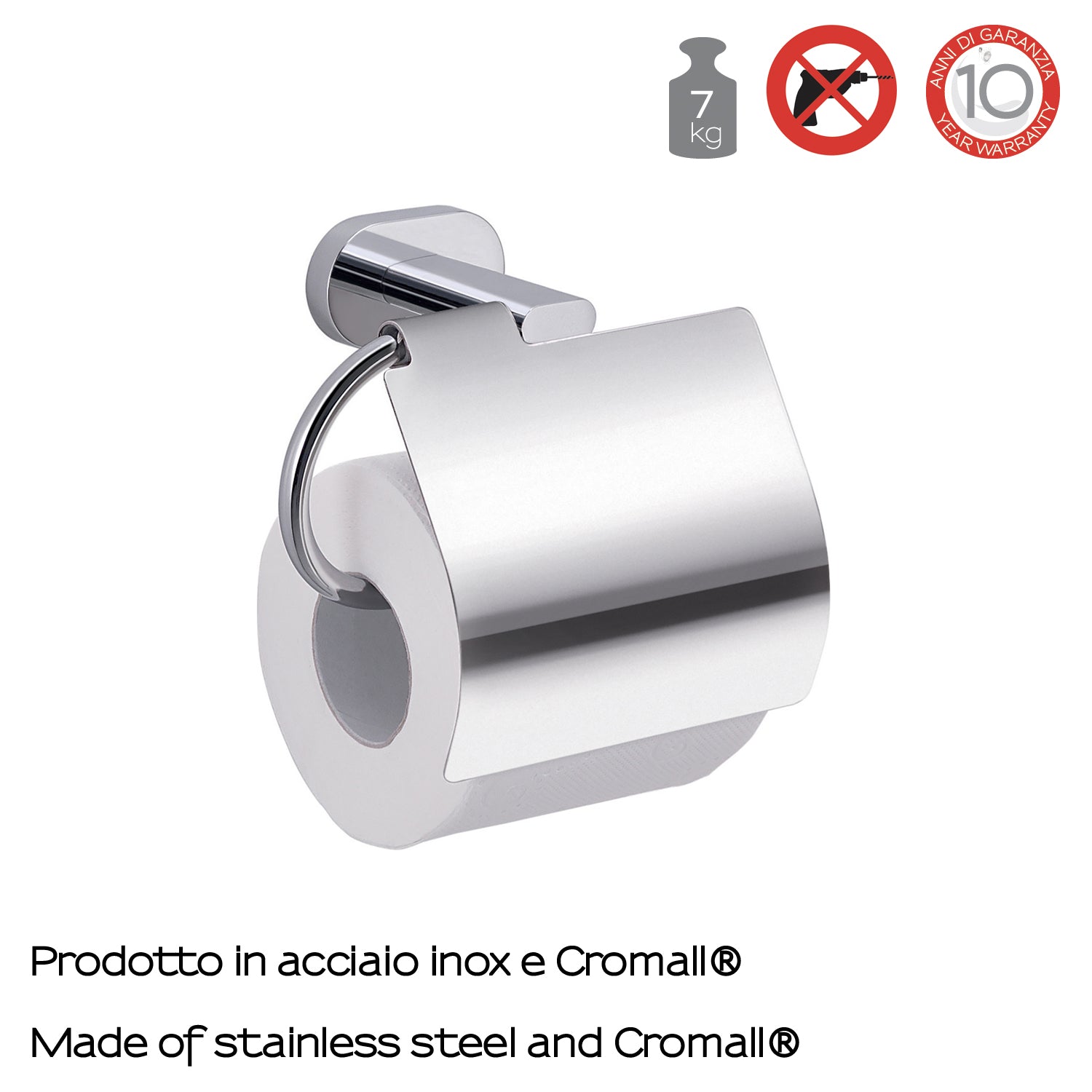 Portarotolo coperto a parete Gedy Bernina in acciaio inox cromo