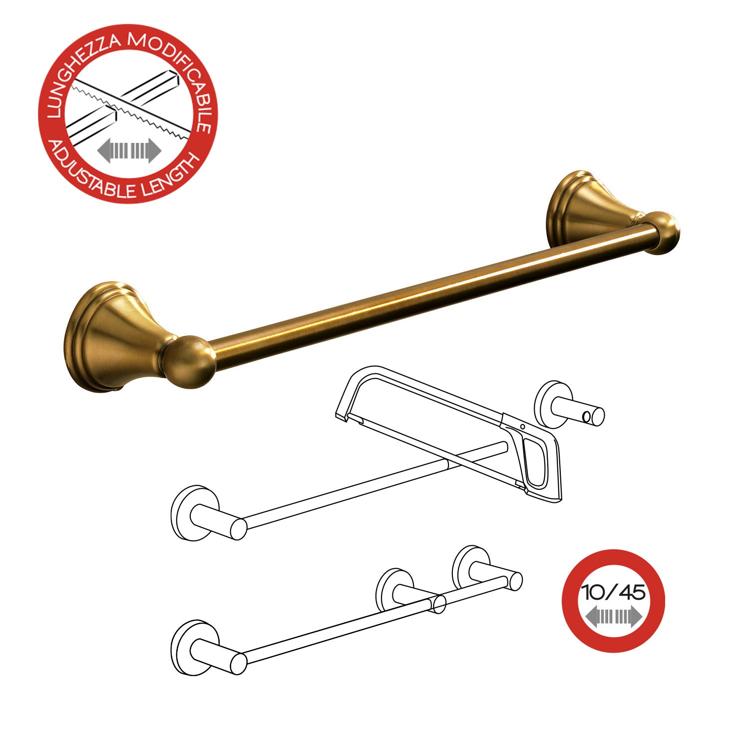 Portasalviette 45 cm a parete di Gedy serie Romance - Bronzo