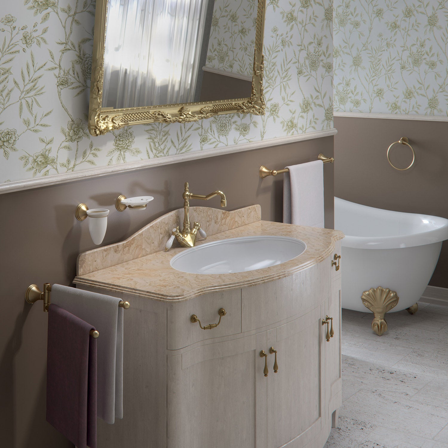 Portasalviette 60 cm a parete di Gedy serie Romance - Bronzo