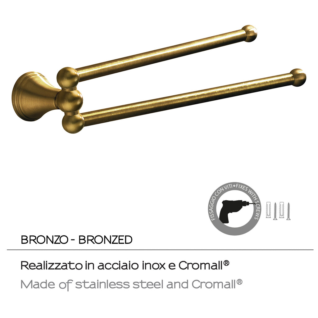 Porta asciugamani a snodo con installazione a parete di Gedy serie Romance - Bronzo