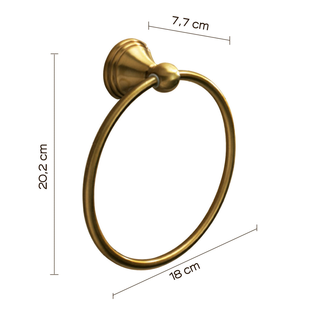 Porta asciugamani ad anello con installazione a parete di Gedy serie Romance - Bronzo