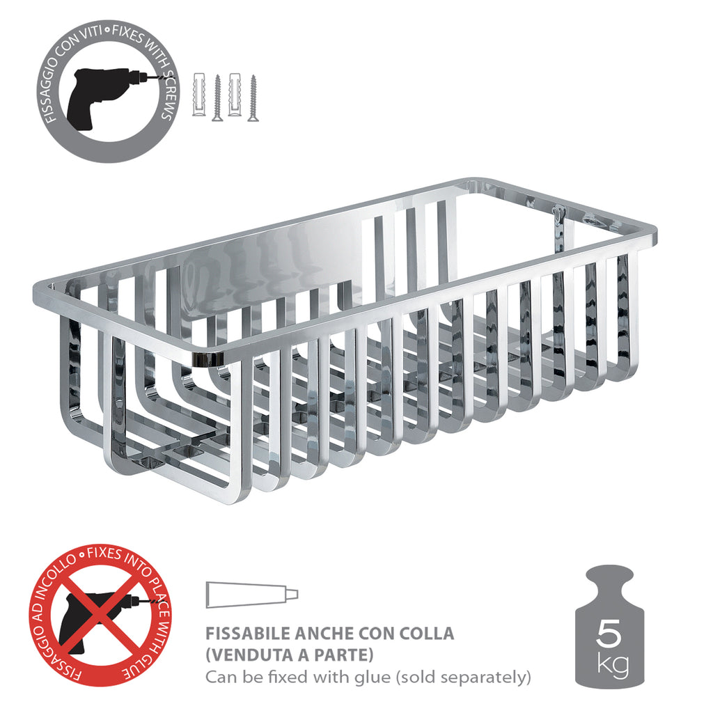 Portaoggetti doccia rettangolare modello Tiberio di Gedy - Cromato