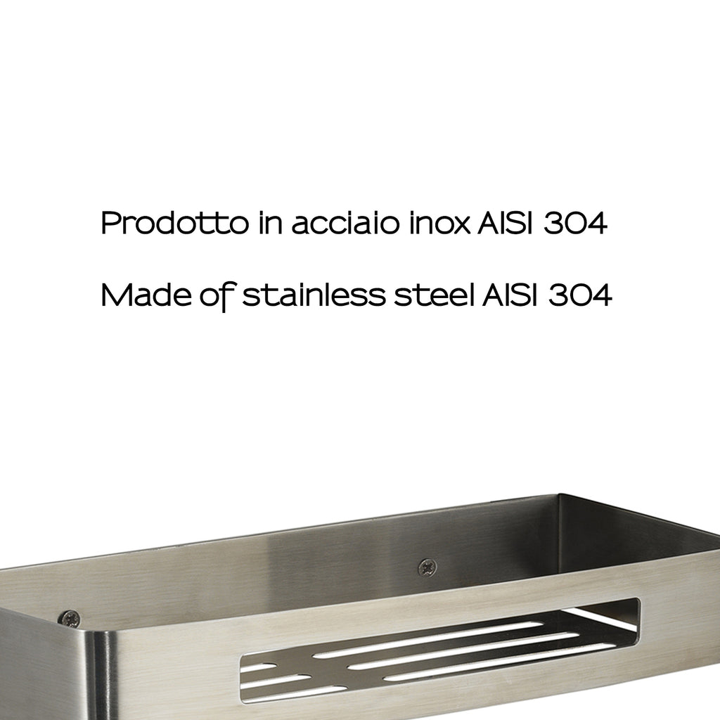 Portaoggetti rettangolare doccia Nerva di Gedy in Acciaio Inox - Spazzolato