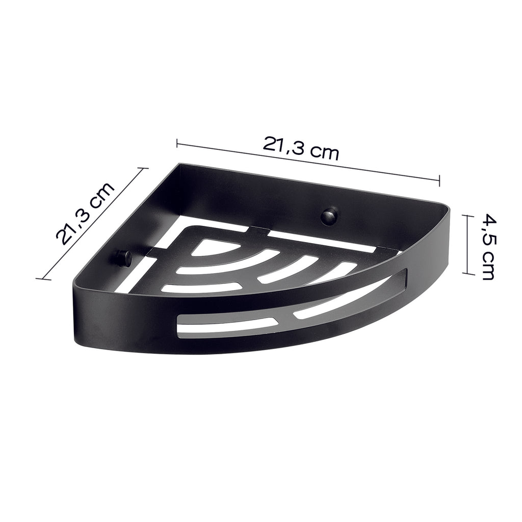 Portaoggetti doccia angolare Nerva di Gedy in Acciaio Inox - Nero Matt