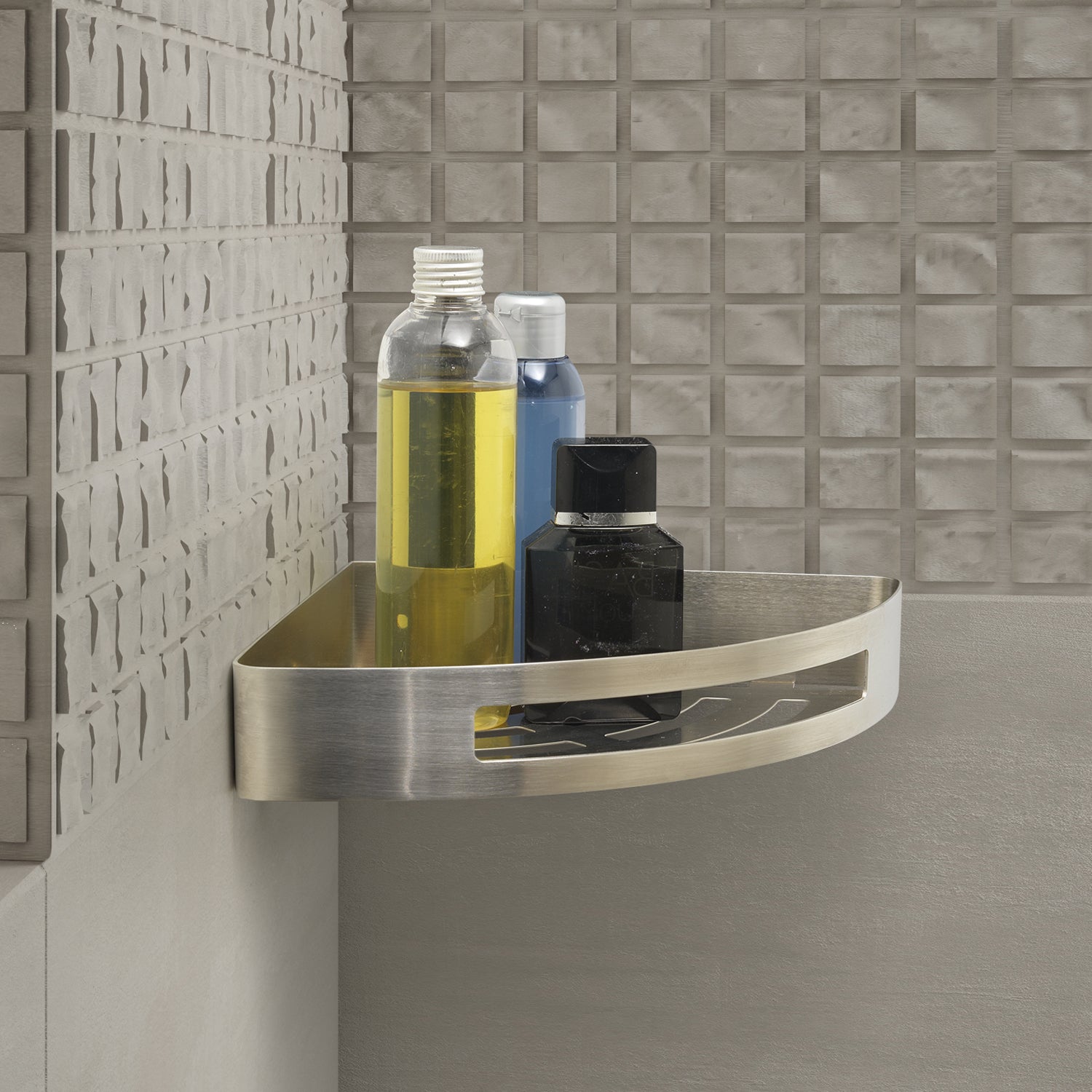 Portaoggetti doccia angolare Nerva di Gedy in Acciaio Inox - Spazzolato