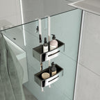 Portaoggetti doccia appendibile a 2 ripiani modello Poseidon di Gedy - Nero lucido