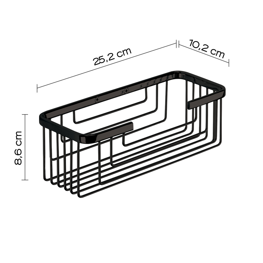 Portaoggetti doccia rettangolare alto modello Augustus di Gedy - Nero Matt