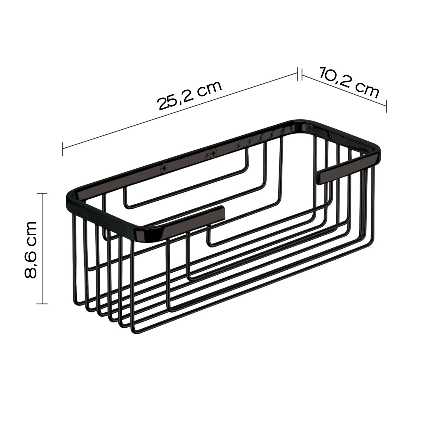 Portaoggetti doccia rettangolare alto modello Augustus di Gedy - Nero Matt