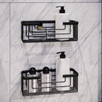 Portaoggetti doccia rettangolare alto modello Augustus di Gedy - Nero Matt