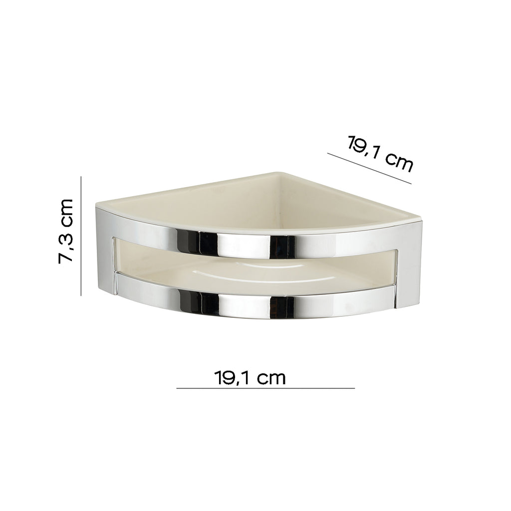 Portaoggetti doccia angolare modello Zante di Gedy in Cromall e ABS - Cromato/Bianco
