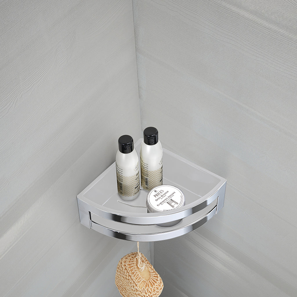 Portaoggetti doccia angolare modello Zante di Gedy in Cromall e ABS - Cromato/Bianco