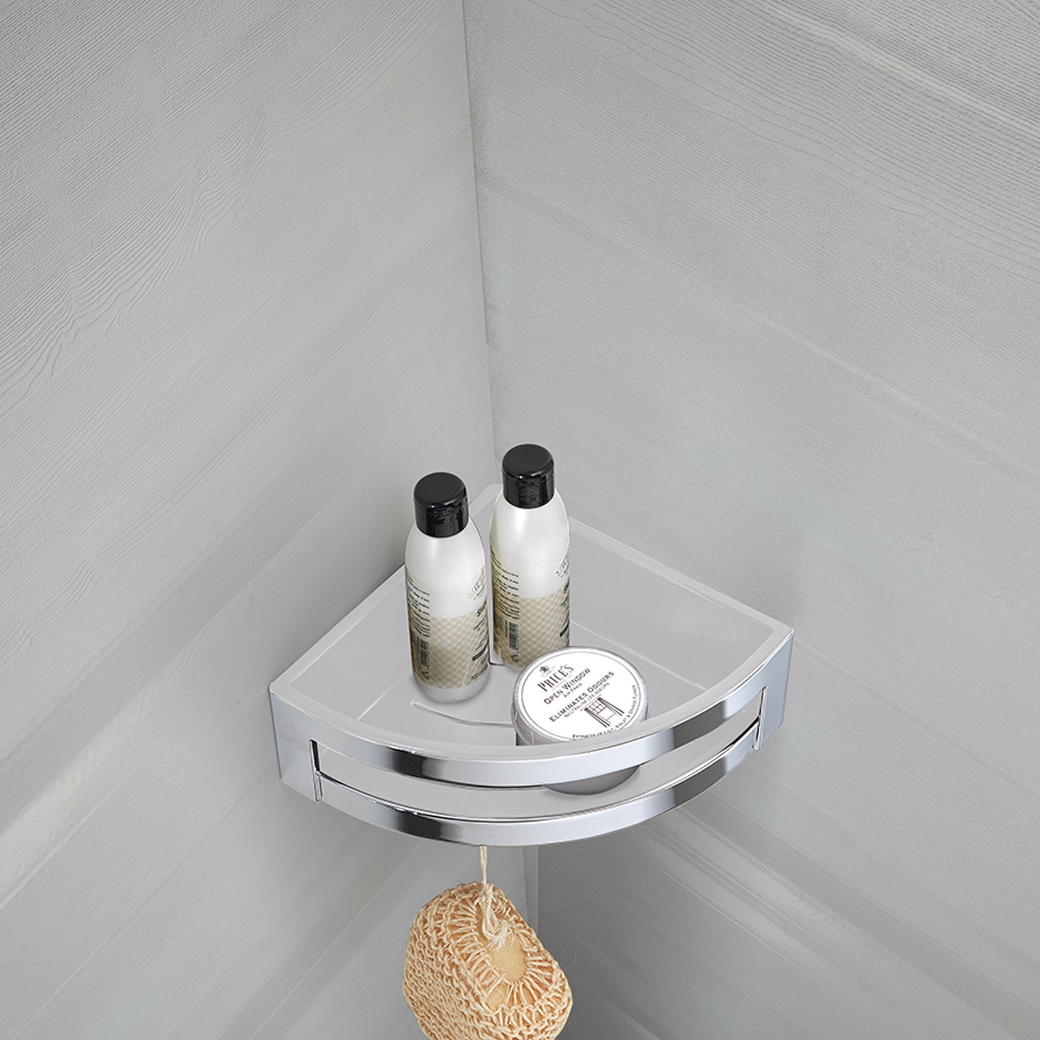 Portaoggetti doccia angolare modello Zante di Gedy in Cromall e ABS - Cromato/Bianco