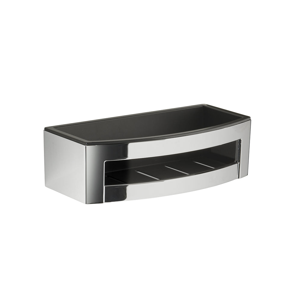 Portaoggetti doccia rettangolare modello Zante di Gedy in Cromall e ABS - Cromato/Nero