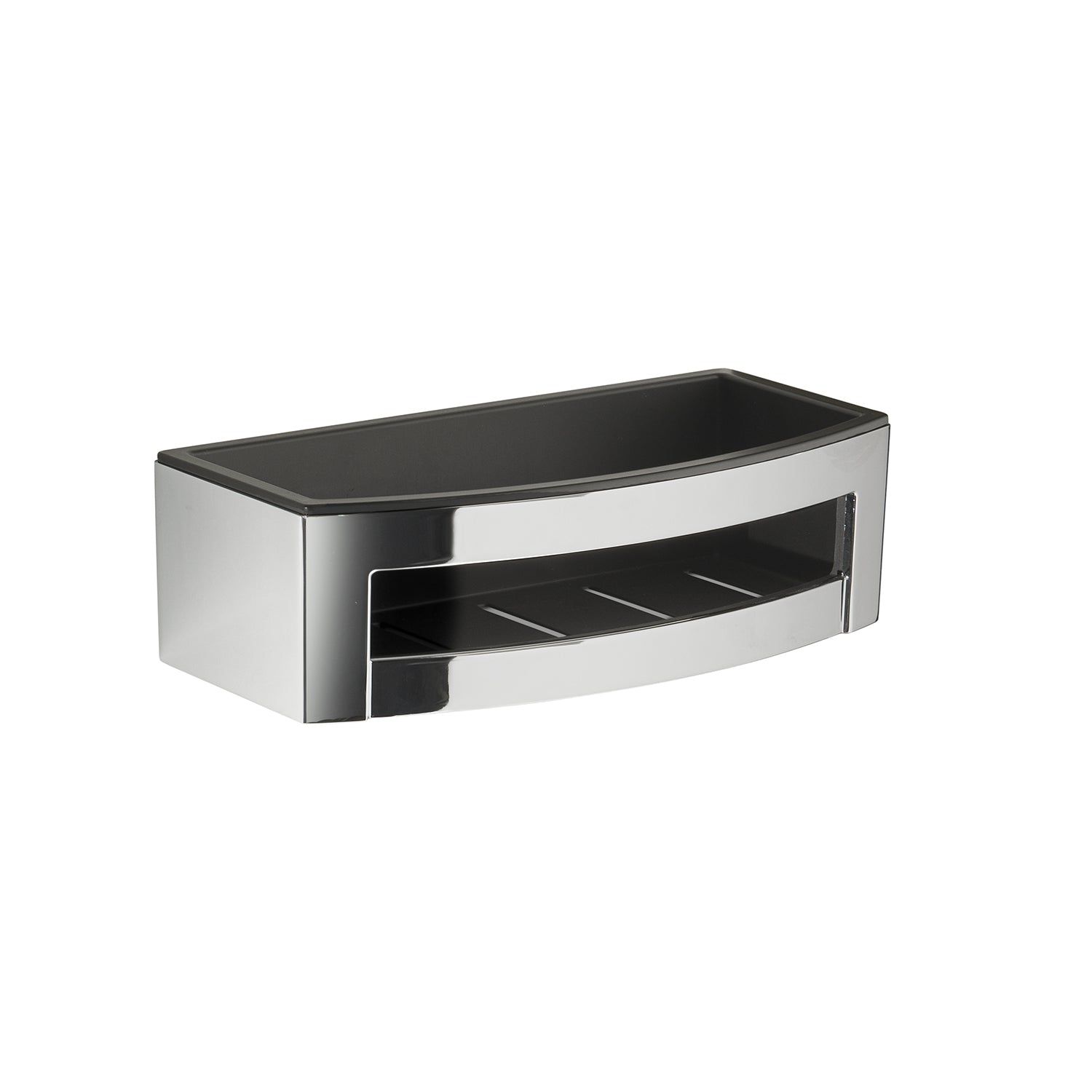 Portaoggetti doccia rettangolare modello Zante di Gedy in Cromall e ABS - Cromato/Nero