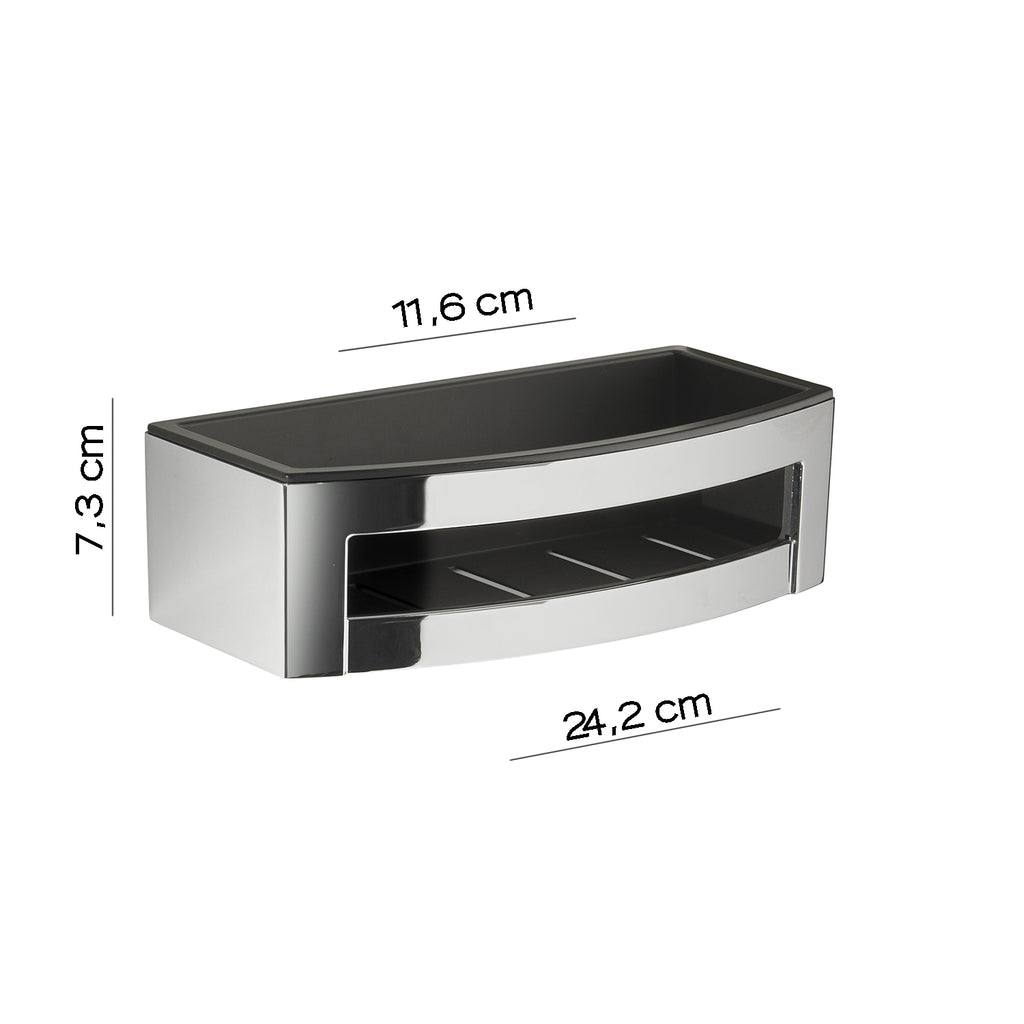 Portaoggetti doccia rettangolare modello Zante di Gedy in Cromall e ABS - Cromato/Nero