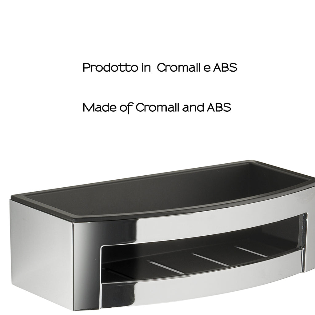 Portaoggetti doccia rettangolare modello Zante di Gedy in Cromall e ABS - Cromato/Nero