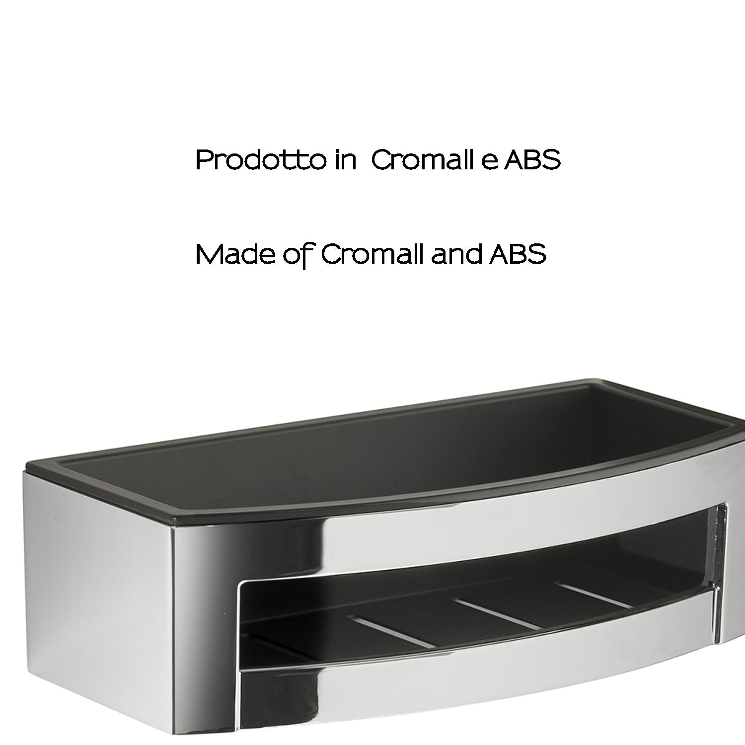 Portaoggetti doccia rettangolare modello Zante di Gedy in Cromall e ABS - Cromato/Nero