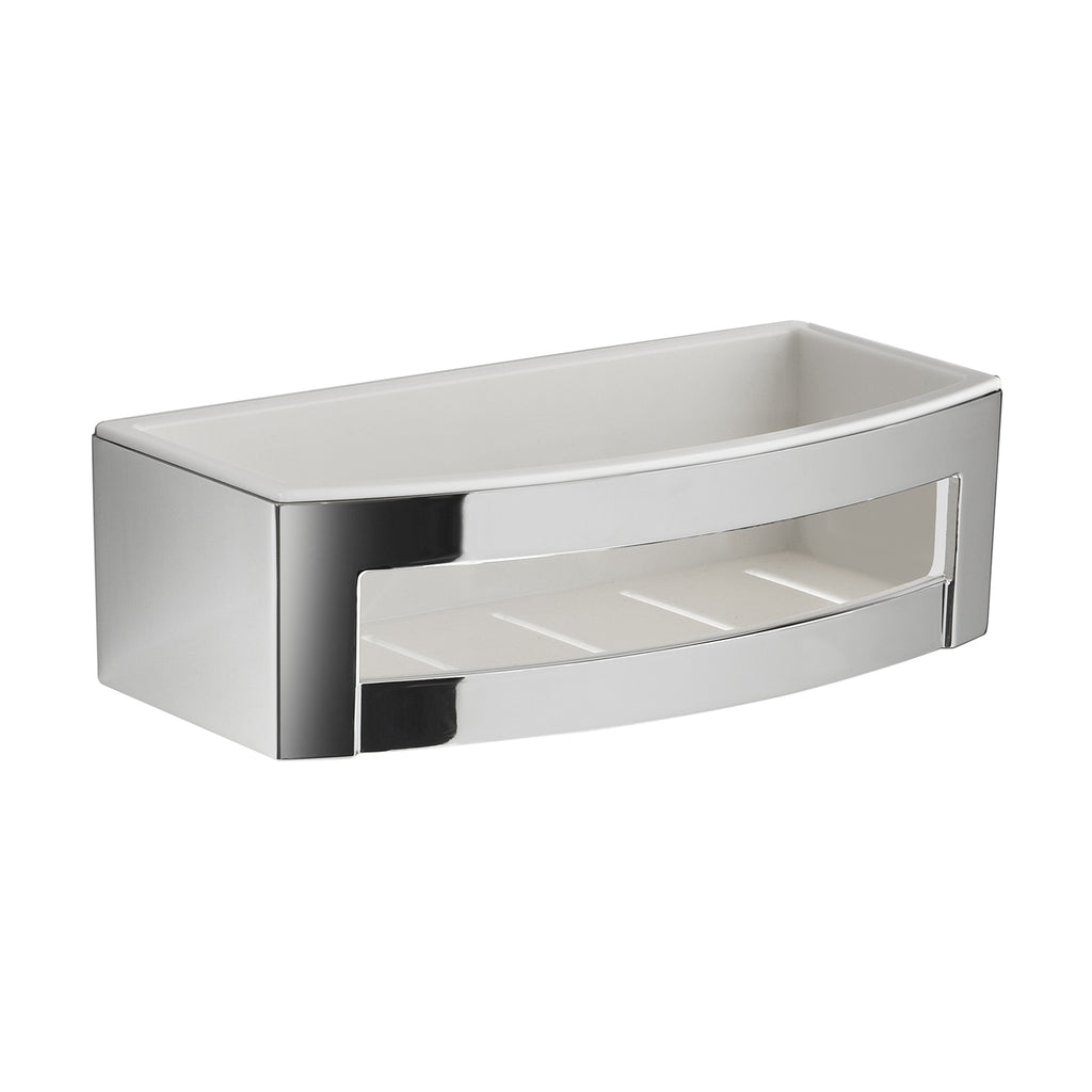 Portaoggetti doccia rettangolare modello Zante di Gedy in Cromall e ABS - Cromato/Bianco