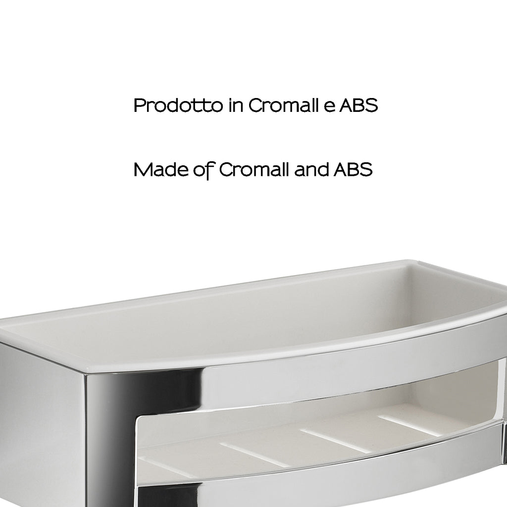 Portaoggetti doccia rettangolare modello Zante di Gedy in Cromall e ABS - Cromato/Bianco