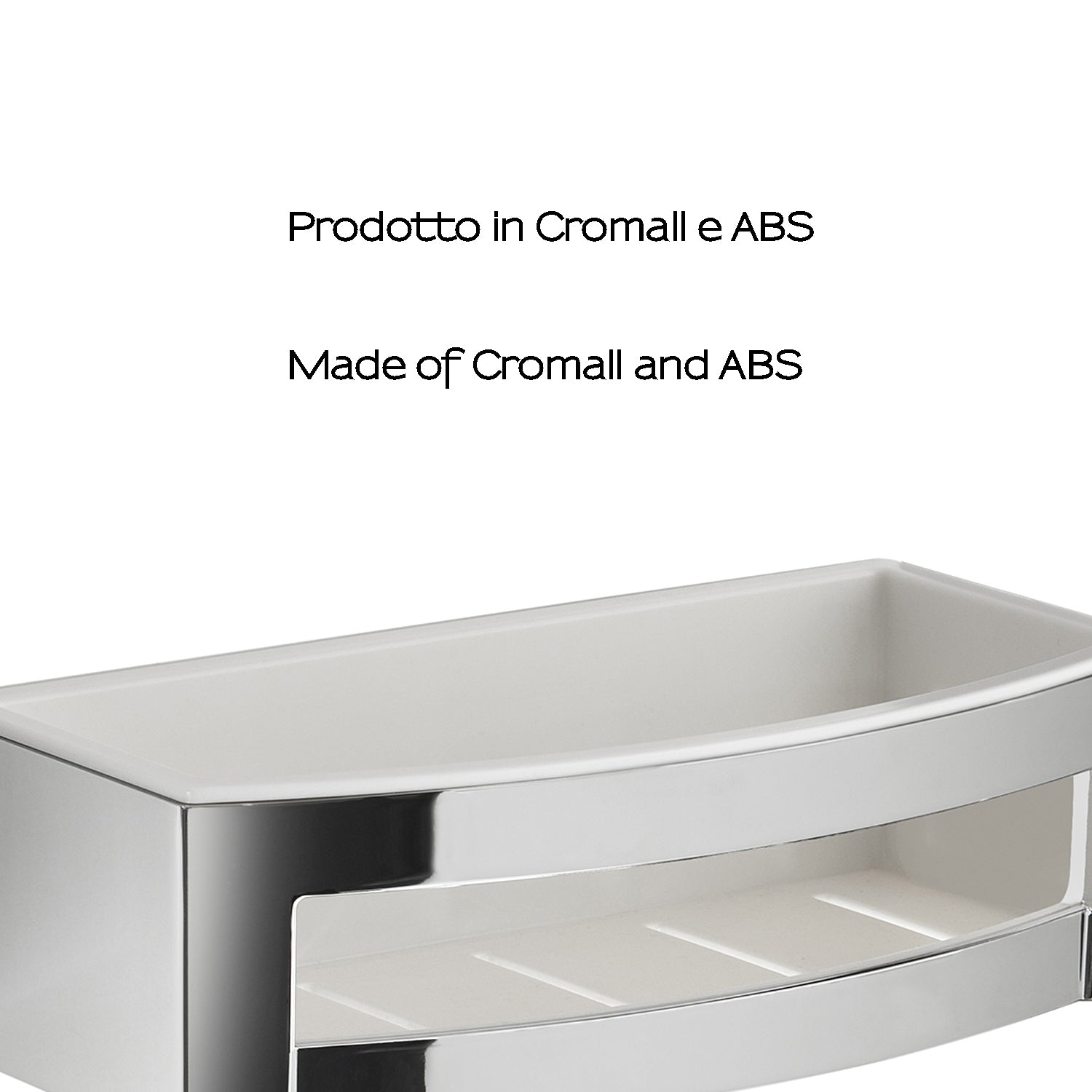 Portaoggetti doccia rettangolare modello Zante di Gedy in Cromall e ABS - Cromato/Bianco