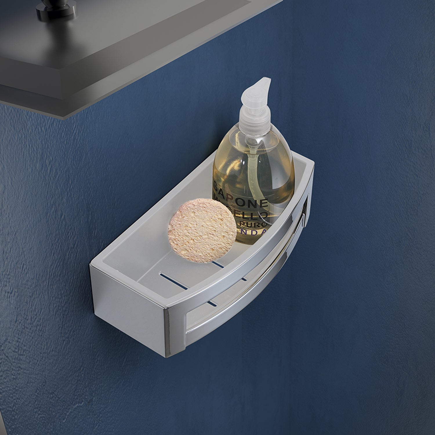 Portaoggetti doccia rettangolare modello Zante di Gedy in Cromall e ABS - Cromato/Bianco